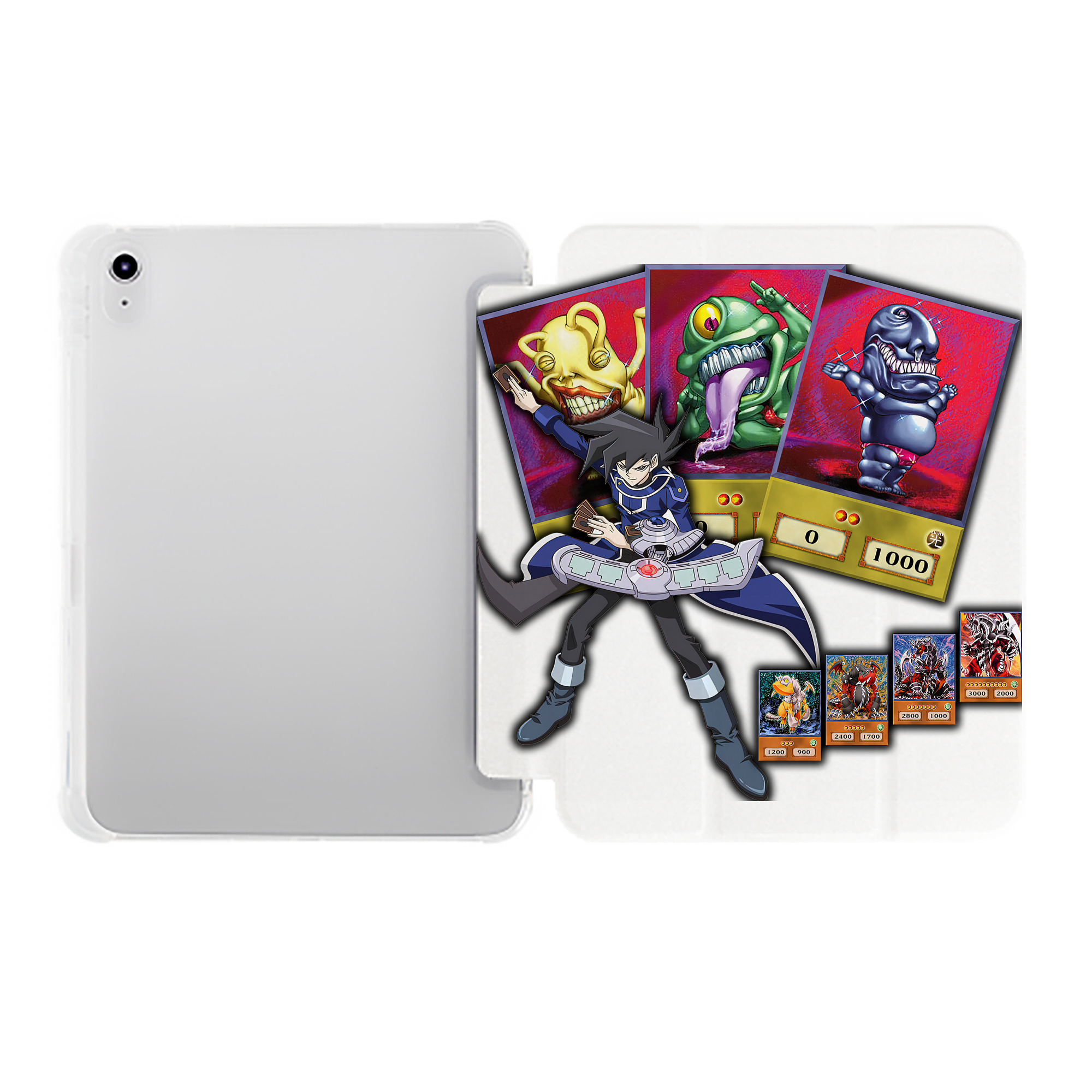 （画像用） 遊☆戯☆王 Yu-Gi-Oh! IPad ケース ペン収納付き 三つ折りスタンド PUレザー×シリコン 対応機種9.5/10.5/10.9インチ